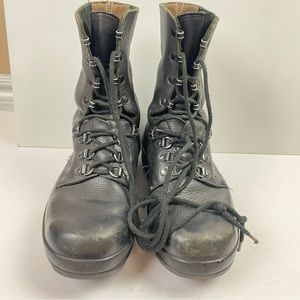 Swiss Bally Minerva Black Army Military Hiking Boots Leather Lace-up Men’s 8